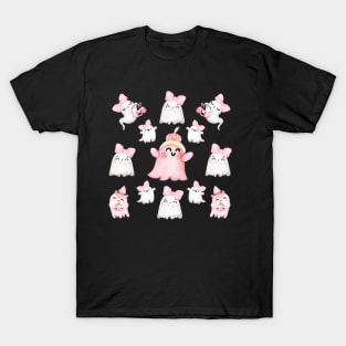 Pink Ghost Happy Halloween Cute T-Shirt